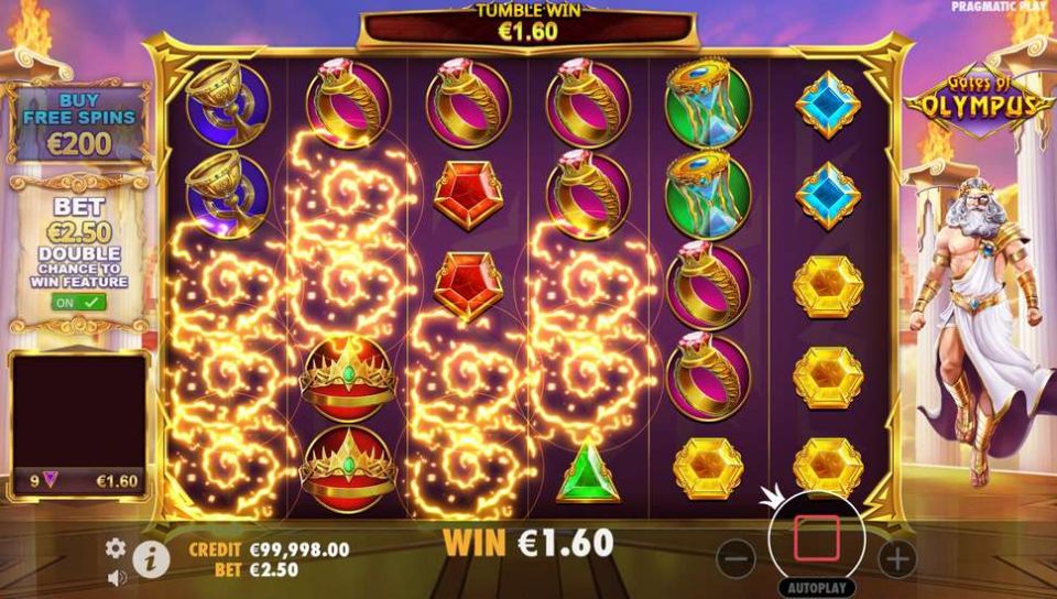Pantalla de juego de la tragamoneda Gates of Olympus de Pragmatic Play